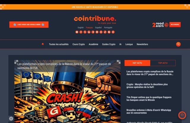 Aperçu du site Cointribune — refonte frontend React